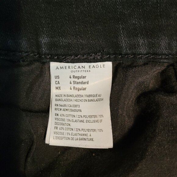 American Eagle Jeans 4 R Dream Curvy Super Hi Rise Jegging Stretch Black - Picture 6 of 11